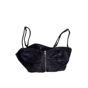 Haute Monde Glam Alternative Faux Leather Zipper Top Womens Small